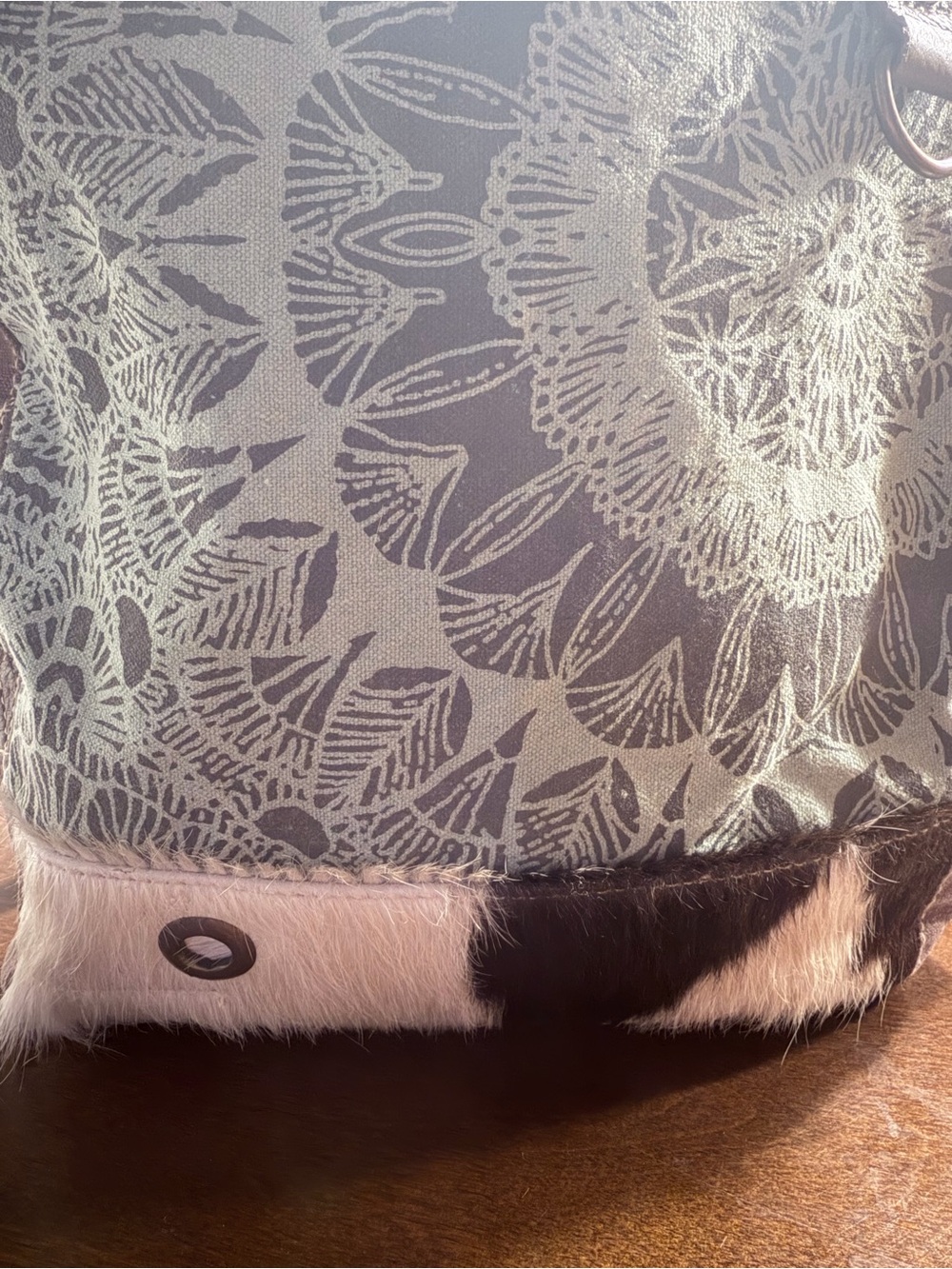 Myra Bag Gray Patterned Crossbody with Black and White Haircalf - Picture 2 of 5